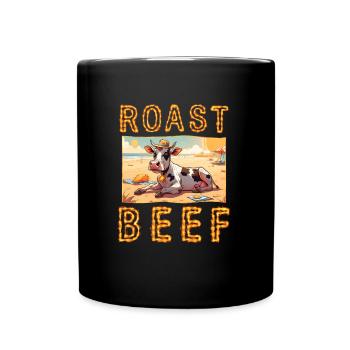 Roast Beef Cow Holiday Beach Sunbathing Roast Beef - Full Colour Mug - black - Front