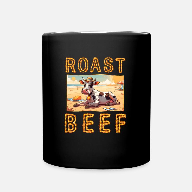 Roast Beef Kuh Urlaub Strand Sonnenbad Roastbeef - Tasse einfarbig - Schwarz