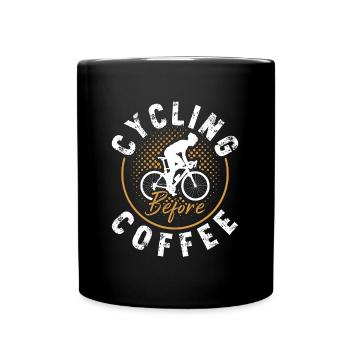 Faire du vélo avant le café Amateur de café en VTT - Mug uni - noir - Devant