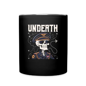 Airplane Pilot Skeleton Undeath - Full Colour Mug - black - Front
