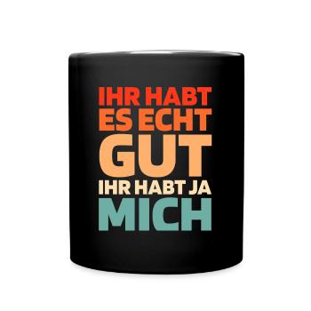 Schwarzer Humor - Tasse einfarbig - Schwarz - Vorne