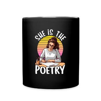 Amoureuse de la poésie Elle est la lectrice de la journalisation de la poésie - Mug uni - noir - Devant