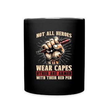 Book Editor Not All Heroes Wear Capes Bookworm - Tasse einfarbig - Schwarz - Vorne
