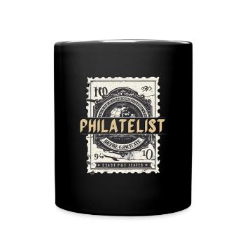 Stamp Collector Philatelist Loves Stamp Collecting - Full Colour Mug - black - Front