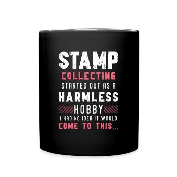 Stamp Collecting Started Out As A Stamp Lover - Full Colour Mug - black - Front