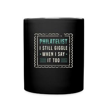 Stamp Collector Philatelist I Still Giggle Stamp - Full Colour Mug - black - Front