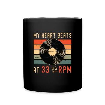 Disques vinyles Mon cœur bat chez Retro Vinyl Player - Mug uni - noir - Devant