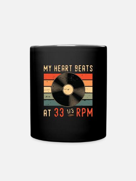 Disques vinyles Mon cœur bat chez Retro Vinyl Player - Mug uni - noir