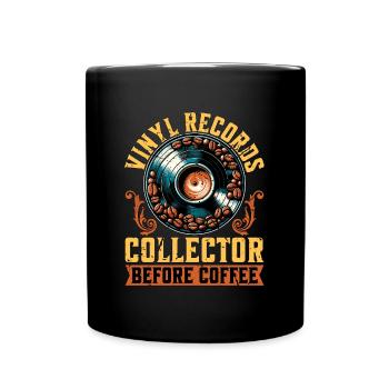 Disques vinyles Musique rétro Amateur de café Collector - Mug uni - noir - Devant