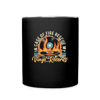 Disques vinyles en cas d’incendie Rescue Musique rétro - Mug uni - noir - Devant