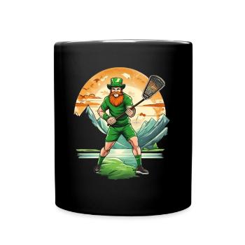 St. Patrick's Day Kleeblatt Lacrosse - Tasse einfarbig - Schwarz - Vorne