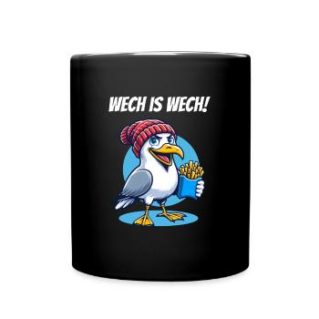 Lustige Nordsee Möwe Plattdeutsch Ostfriesland - Tasse einfarbig - Schwarz - Vorne