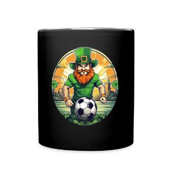 St. Patrick's Day Kleeblatt Fußball - Tasse einfarbig - Schwarz - Vorne