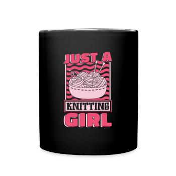 Frappée juste une fille de tricot - Mug uni - noir - Devant