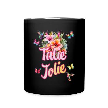 Tatie Jolie Fleurs Colibri Et Papillon Tropicale - Mug uni - noir - Devant