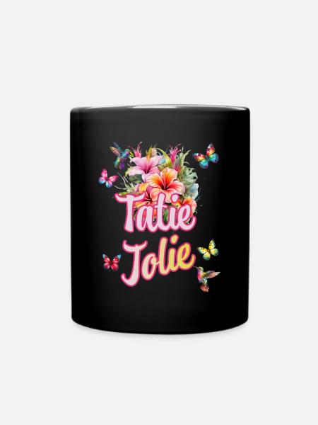 Tatie Jolie Fleurs Colibri Et Papillon Tropicale - Mug uni - noir