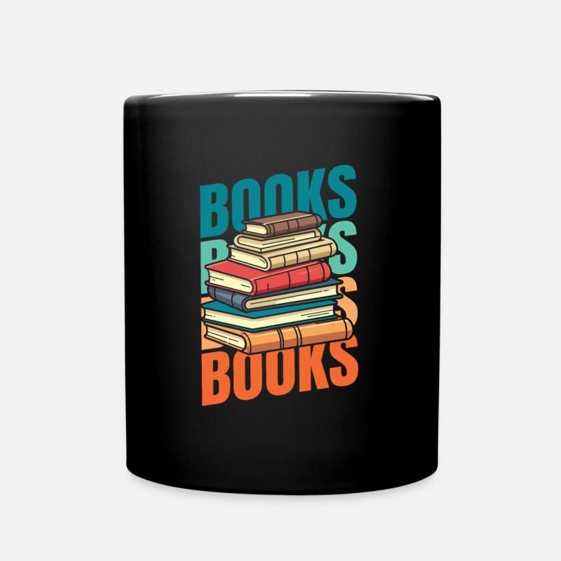 Buch Leseratte Bücherwurm - Tasse einfarbig - Schwarz