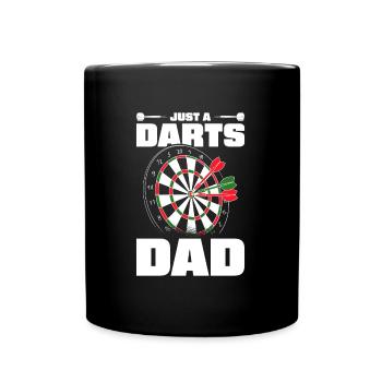 Dart Dartspieler Vater Just A Darts Dad - Tasse einfarbig - Schwarz - Vorne