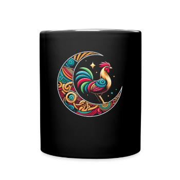 Chicken Hen Tribal Moon - Full Colour Mug - black - Front