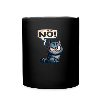 Grummelige Katze - Nö! fieses Kätzchen keine Lust - Tasse einfarbig - Schwarz - Vorne