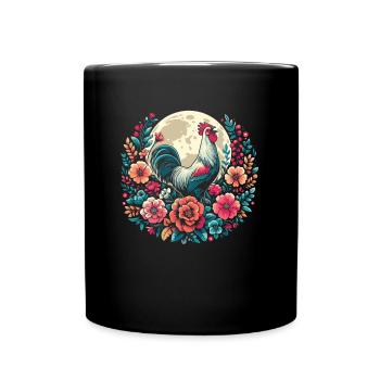 poule poule fleurs sauvages lune florale - Mug uni - noir - Devant