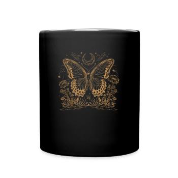 Fairycore Cottagecore Floral Moth - Tasse einfarbig - Schwarz - Vorne