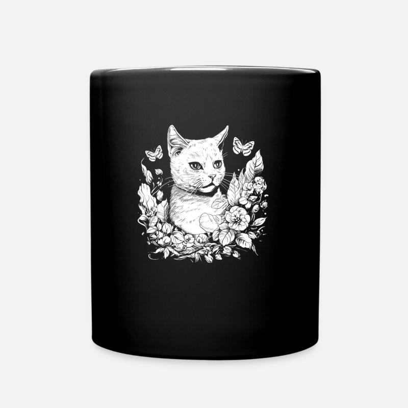 Fairycore Floral Cat - Tasse einfarbig - Schwarz
