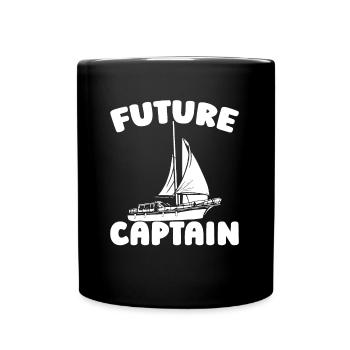 Segeln Segler Segelboot Future Captain - Tasse einfarbig - Schwarz - Vorne