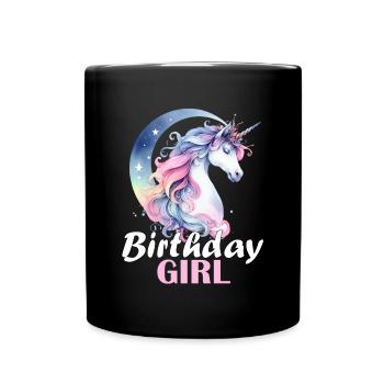 Unicorn Birthday Girl Birthday Girl Cute - Full Colour Mug - black - Front