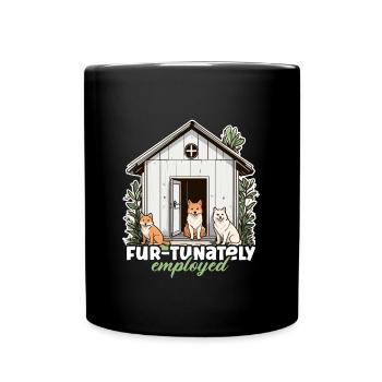 Animal Shelter Fur-tunately Employed Veterinarian - Full Colour Mug - black - Front