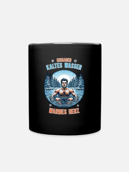 Eisbader – Kaltes Wasser, Warmes Herz - Tasse einfarbig - Schwarz