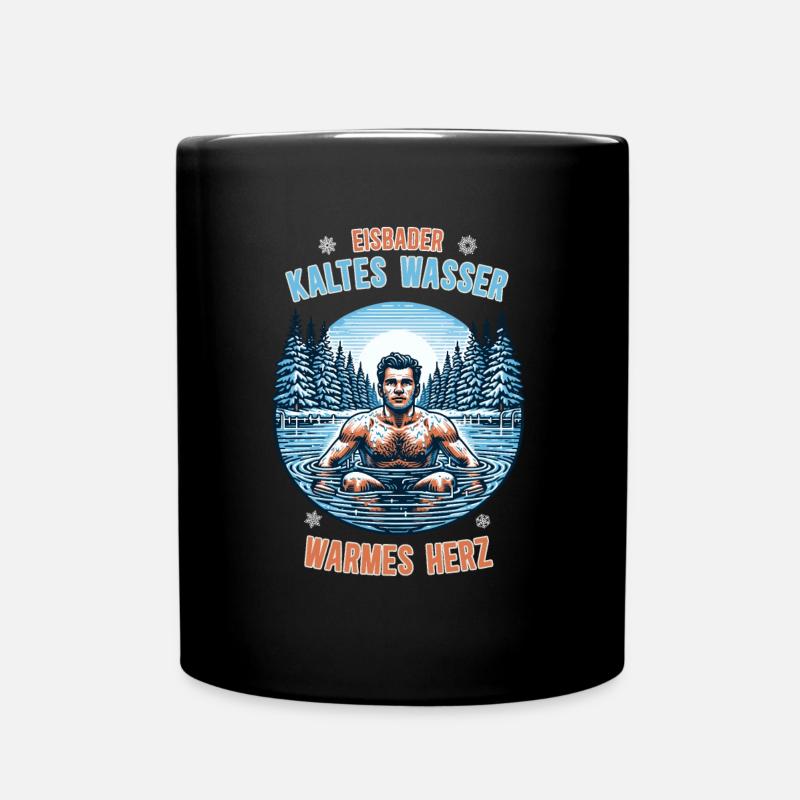 Eisbader – Kaltes Wasser, Warmes Herz - Tasse einfarbig - Schwarz