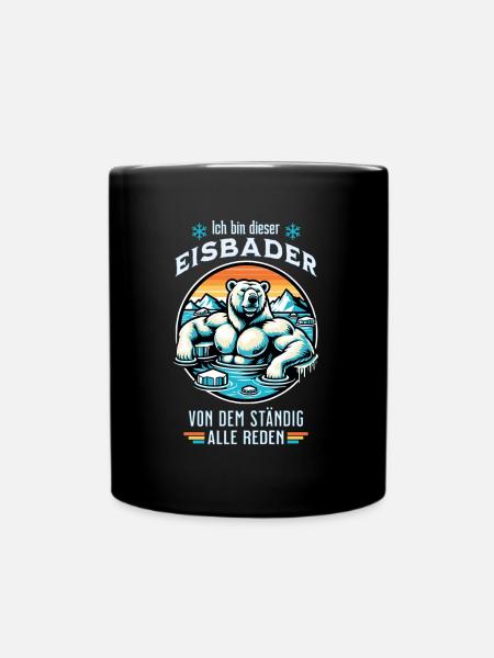Der Eisbader Eisbär geht zum Winterschwimmen - Tasse einfarbig - Schwarz