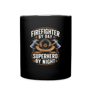 Feuerwehrmann - Tasse einfarbig - Schwarz - Vorne