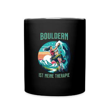 Bouldern für Frauen – farbenfrohes Kletter-Design - Tasse einfarbig - Schwarz - Vorne