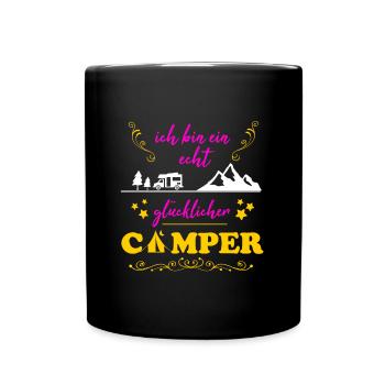 Camping Real Happy Camper Cadeau Femme - Mug uni - noir - Devant