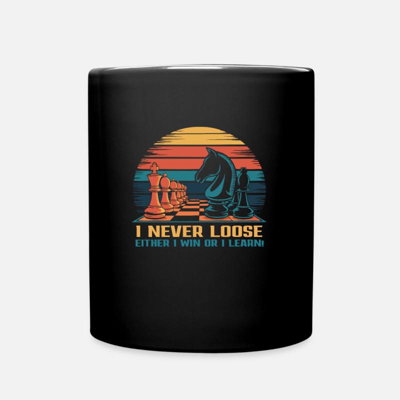 Schach | I Never Lose – Retro Schachspieler Design - Tasse einfarbig - Schwarz