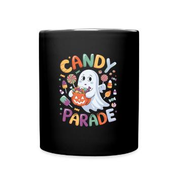 Candy Parade - Halloween Ghost with Candy - Full Colour Mug - black - Front