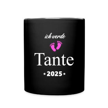 Ich werde Tante 2025 Schwanger 2025 Tante Geschenk - Tasse einfarbig - Schwarz - Vorne