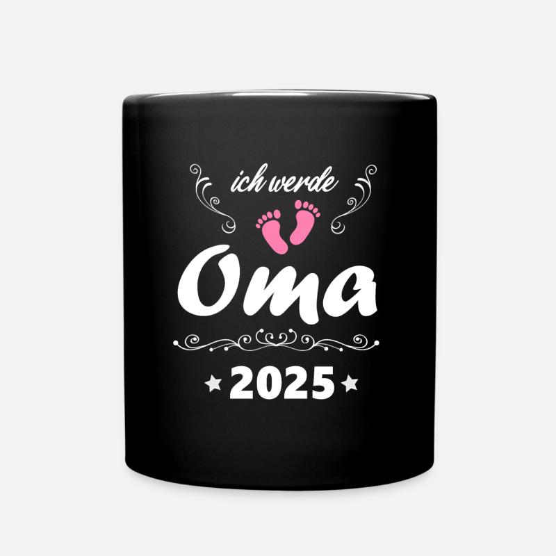 Ich werde Oma 2025 werdende Oma 2025 Überraschung - Tasse einfarbig - Schwarz