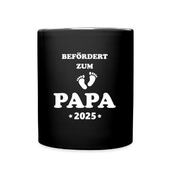 Befördert zum Papa 2025 werdender Vater 2025 - Tasse einfarbig - Schwarz - Vorne