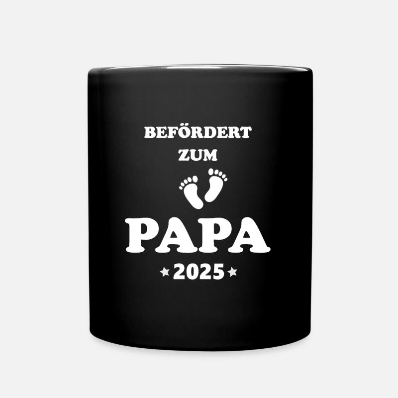 Befördert zum Papa 2025 werdender Vater 2025 - Tasse einfarbig - Schwarz