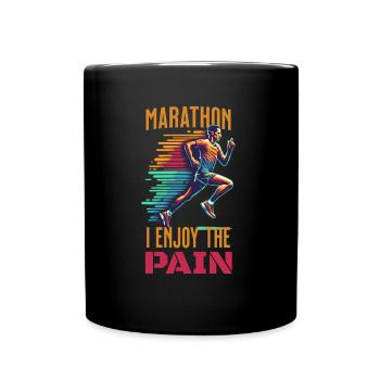 Marathonläufer Design - "I Enjoy the Pain" - Tasse einfarbig - Schwarz - Vorne