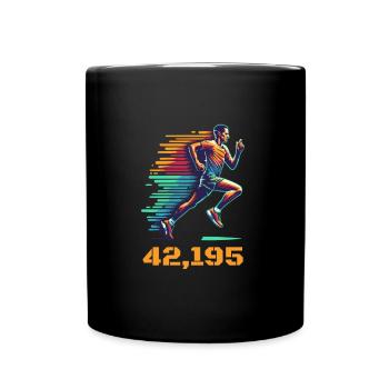 Marathon runner runs marathon with 42.195 km - Full Colour Mug - black - Front