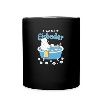 Der Eisbader – Kältetherapie Eisbär bei Eisbad - Tasse einfarbig - Schwarz - Vorne