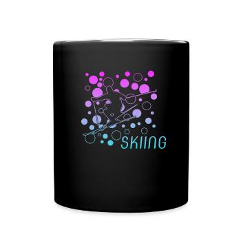 Skiing - skiing - ski fahren - Ski - Tasse einfarbig - Schwarz - Vorne