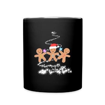 Lebkuchenmänner Weihnachten Lebkuchenmann süß - Tasse einfarbig - Schwarz - Vorne