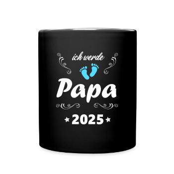 Ich werde Papa 2025 Junge Schwangerschaft - Tasse einfarbig - Schwarz - Vorne
