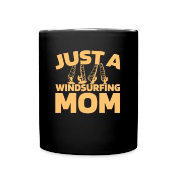 Windsurfen Windsurfer Just A Windsurfing Mom - Tasse einfarbig - Schwarz - Vorne