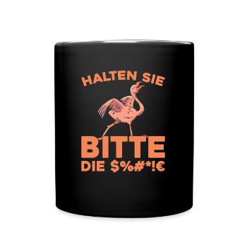Flamingo Halten Sie Bitte Die Fresse - Tasse einfarbig - Schwarz - Vorne